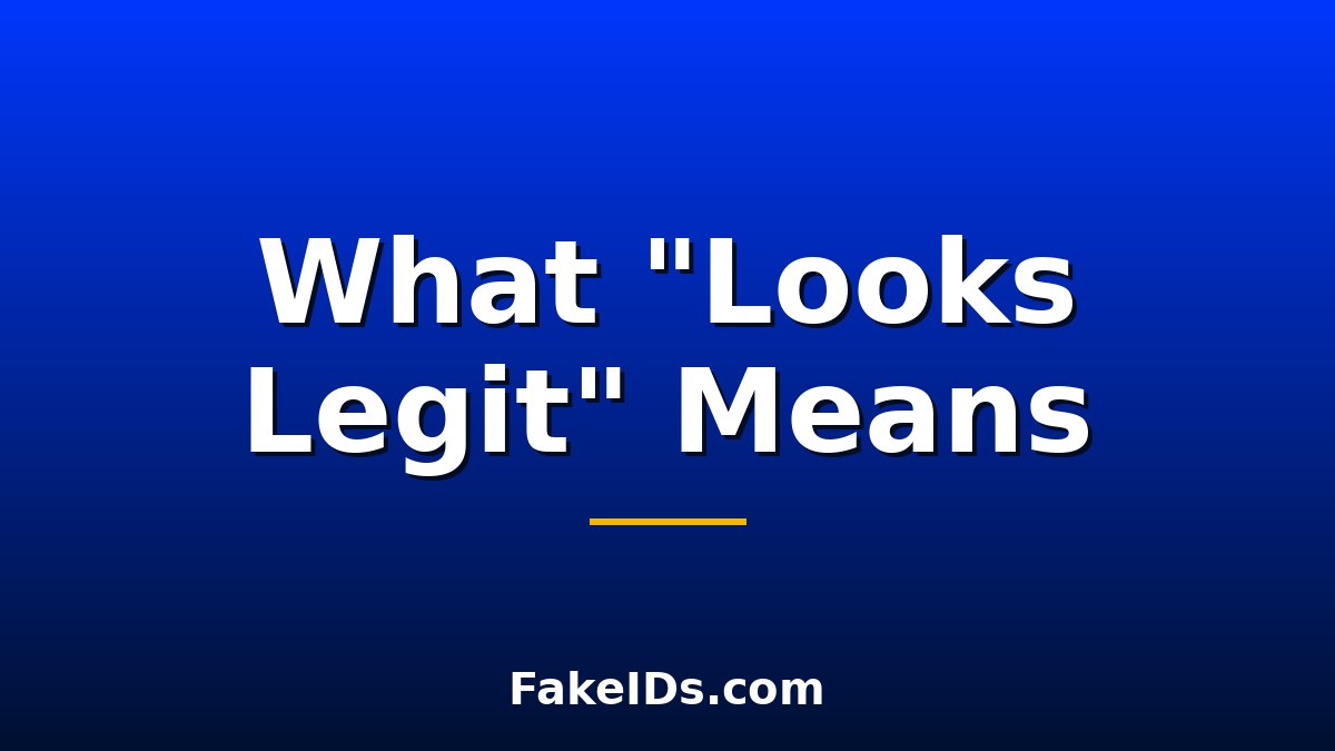 What People Mean When They Say "It Looks Legit"