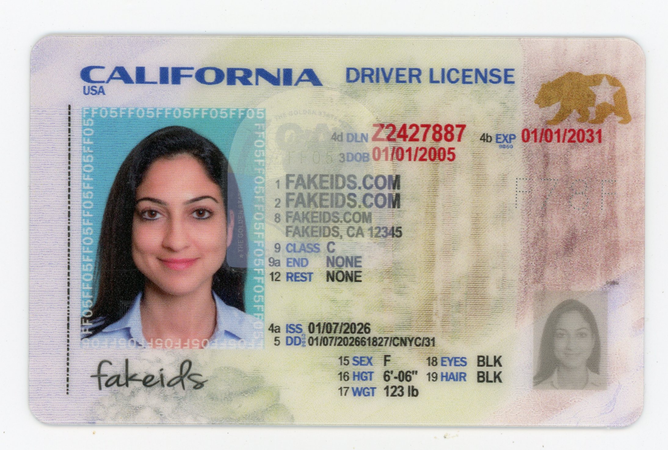 New California DMV Polycarbonate - Official State Material Fake ID
